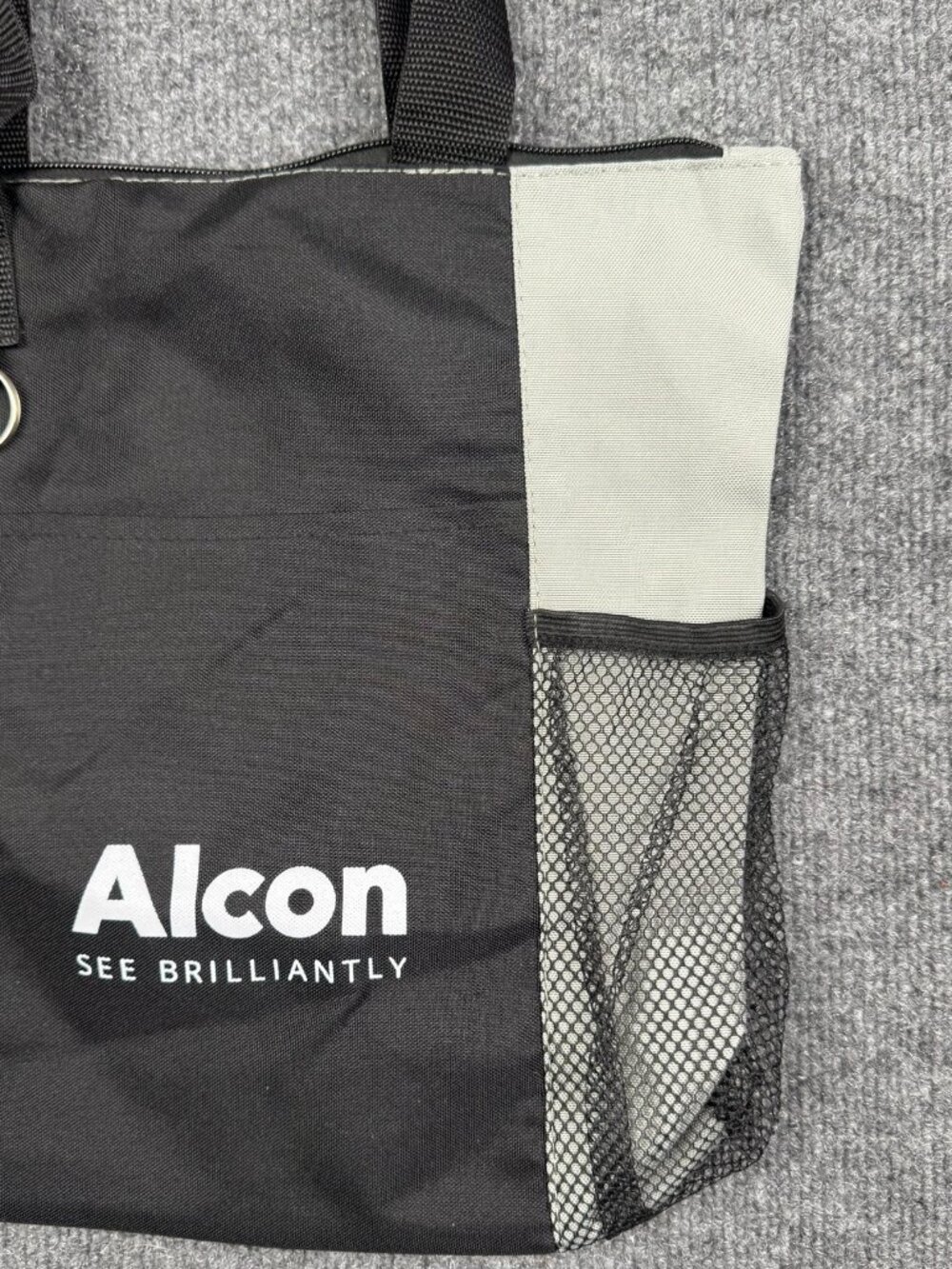 Unisex Alcon "See Brilliantly" Black and Grey Zip Tote Bag - Picture 8 of 10